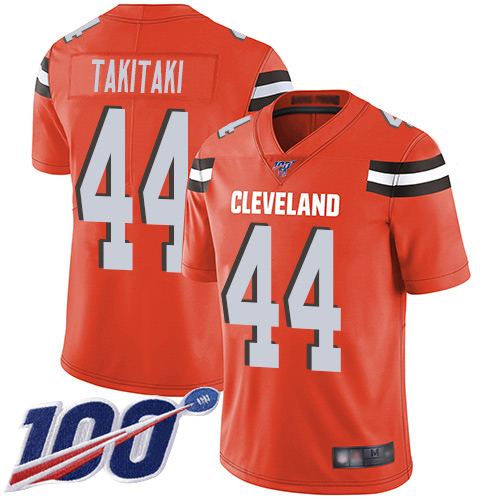 Cleveland Browns Sione Takitaki Men Orange Limited Jersey #44 NFL Football Alternate 100th Season Vapor Untouchable